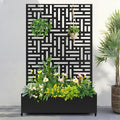 73in x 47in Metal Raised Garden Bed with Wheels and Trellis - Black
