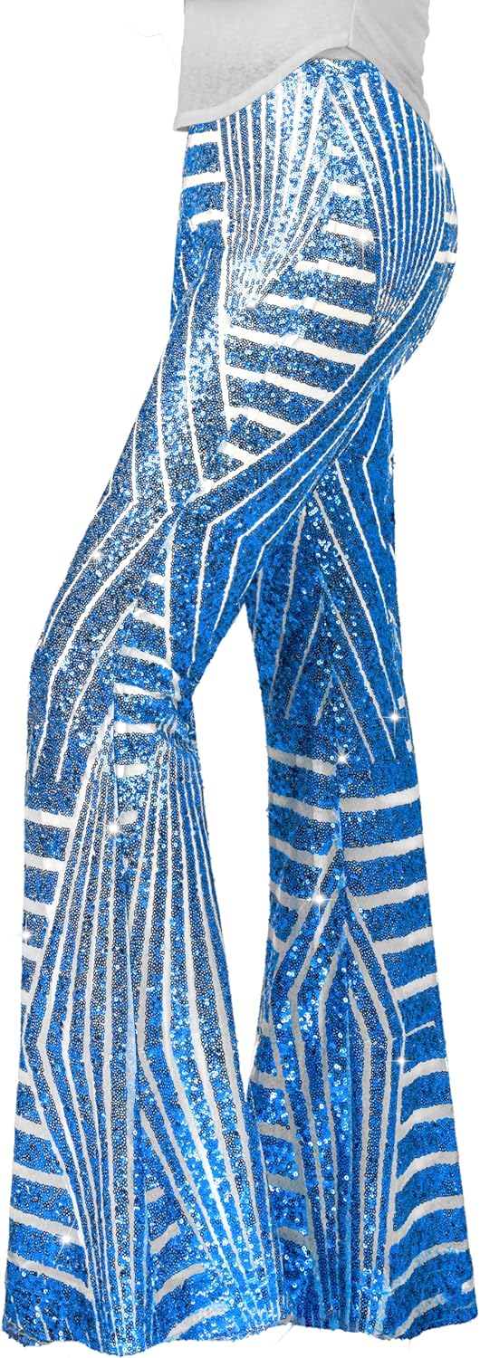 Nawgut Sequin Flare Pants for Disco Party Clubwear Women