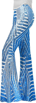 Nawgut Sequin Flare Pants Sparkly High Waisted Bell Bottoms Costume