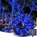 JMEXSUSS 600 LED Blue Solar Christmas Lights for Outdoor