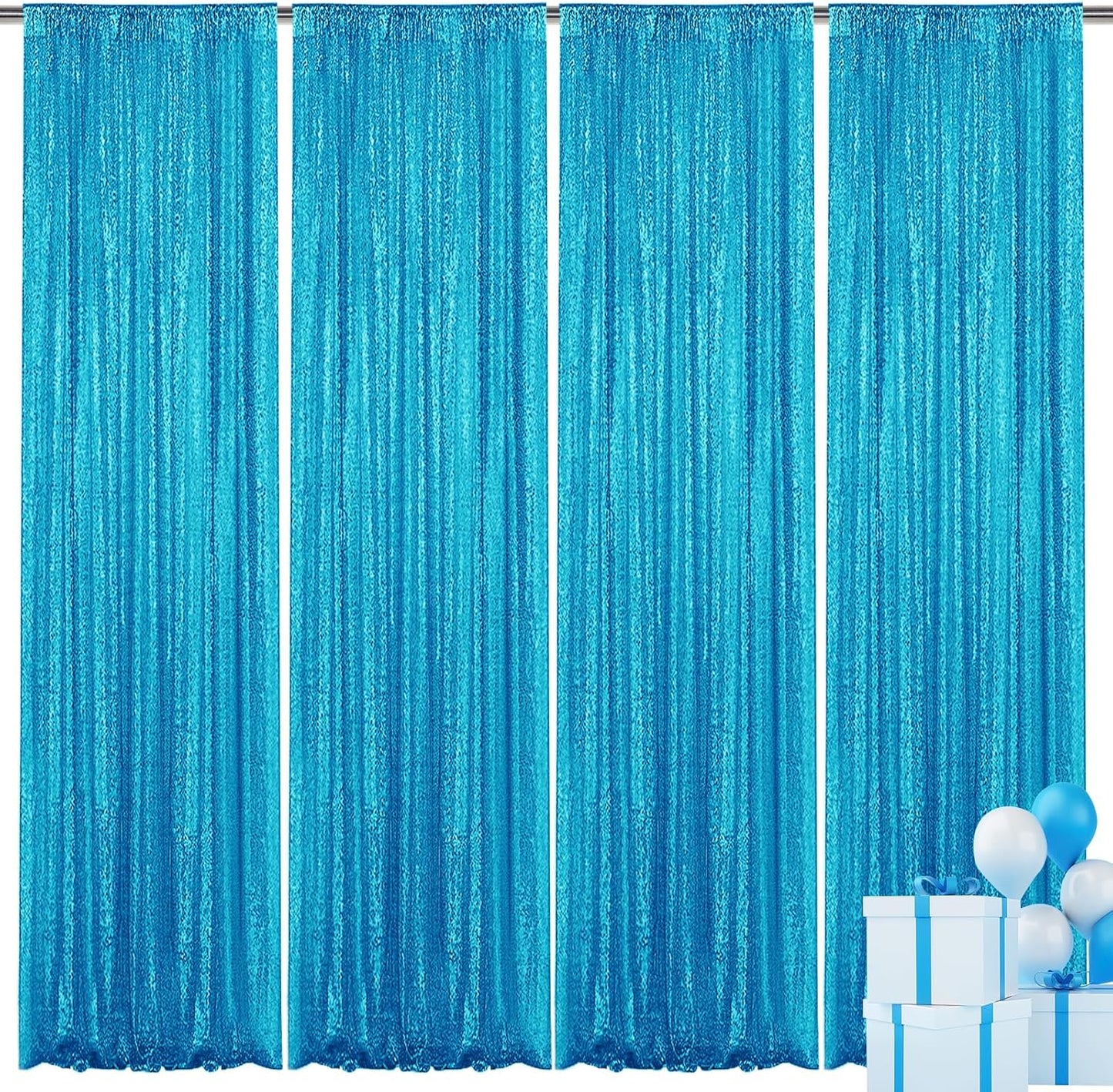 Turquoise Sequin Backdrop Curtain for Stunning Event Decor