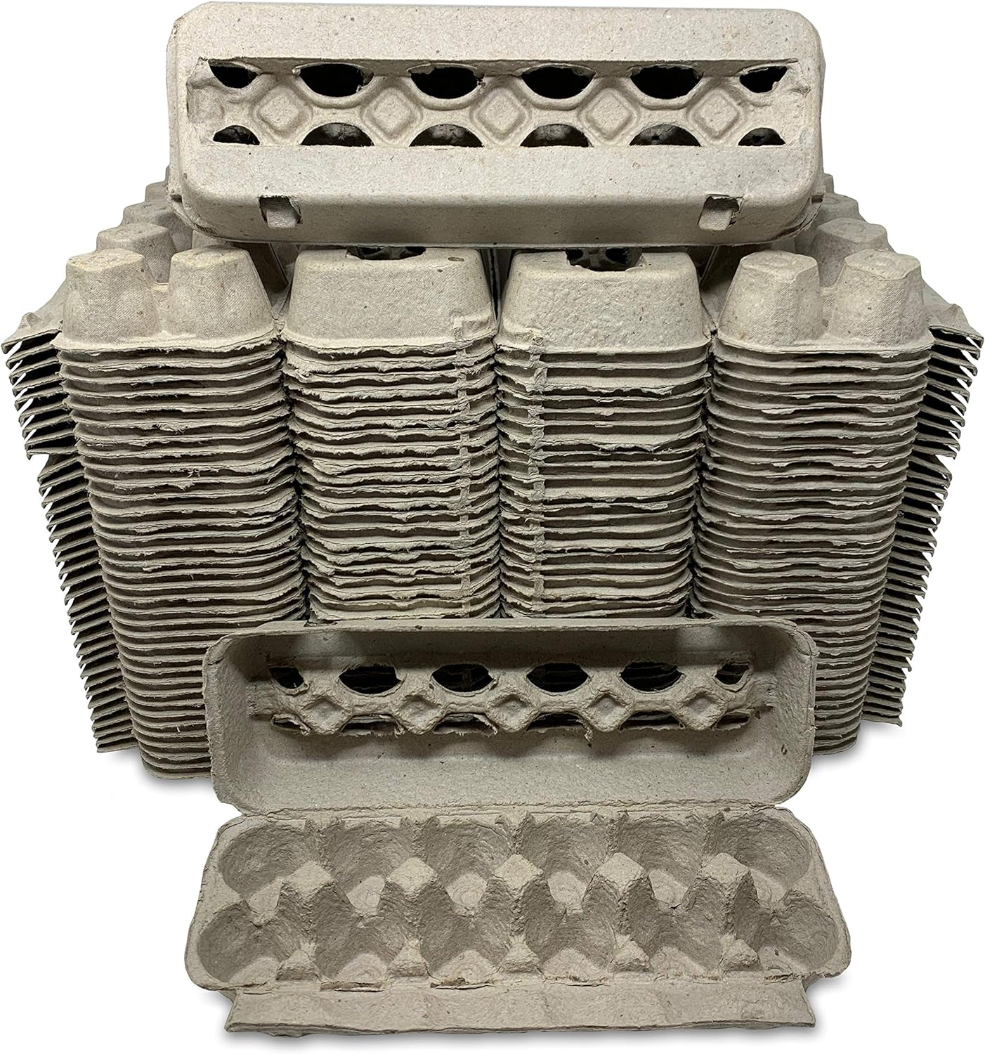 Vented Paper Pulp Egg Cartons for 1 Dozen Chicken Eggs - 72 Pack
