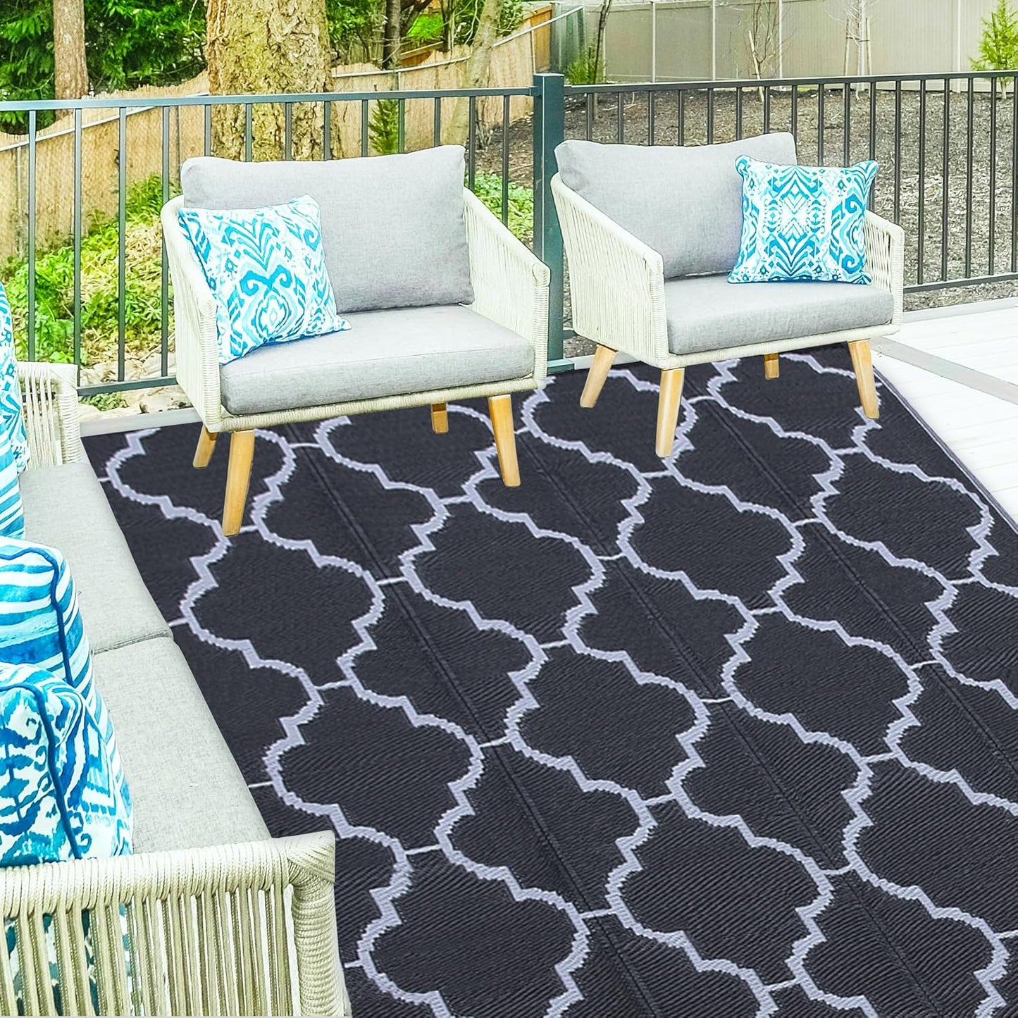 Ogrmar 9x12 FT Reversible Outdoor Rug for Patio and More