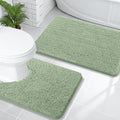 Chenille Bath Rug Set 2 Piece - Soft Absorbent Bath Mats (Sage Green)
