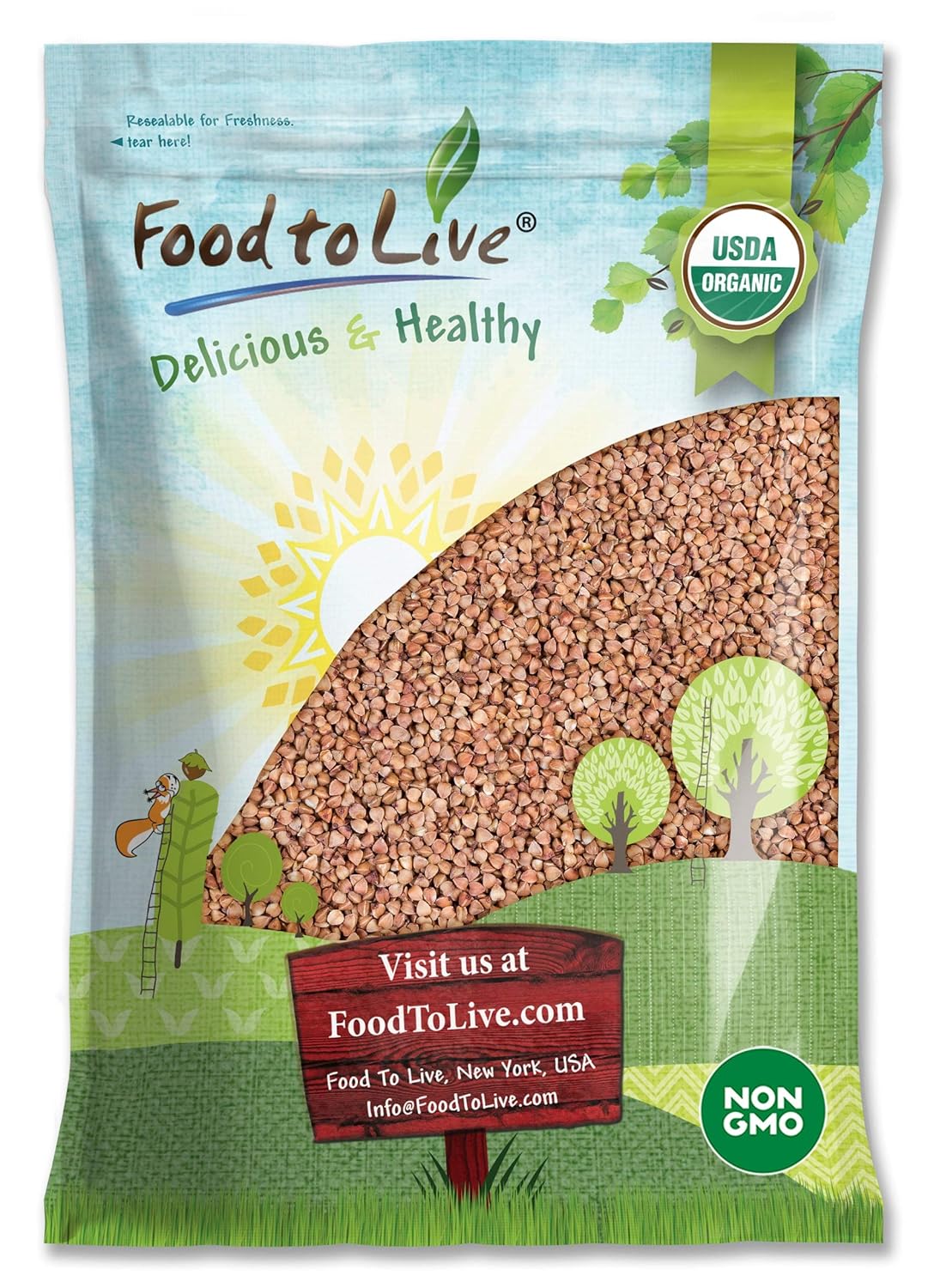 Organic Buckwheat Kasha - Toasted Whole Groats, Non-GMO, Kosher