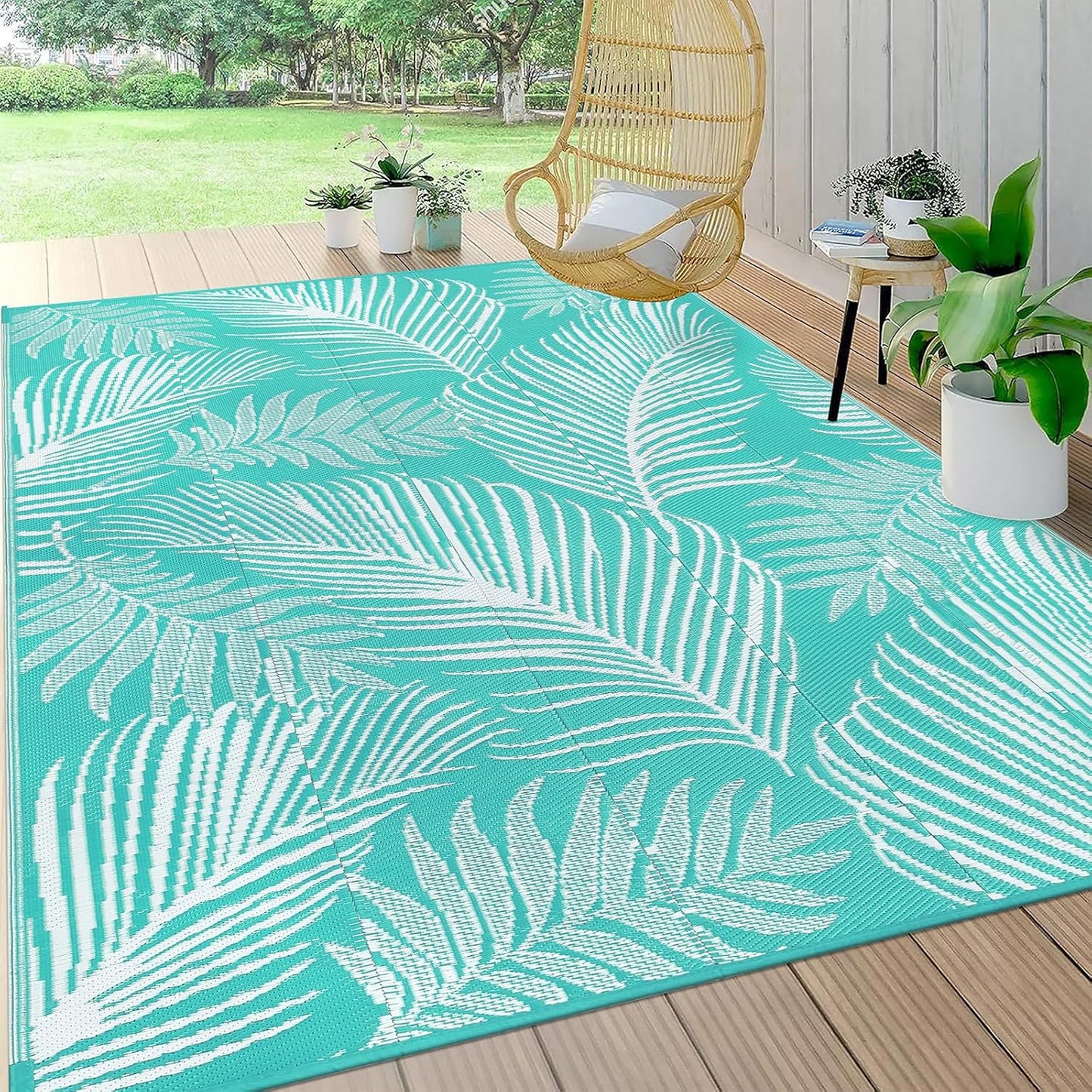 Pauwer Waterproof Outdoor Rug 8x10 for Patio and Camping
