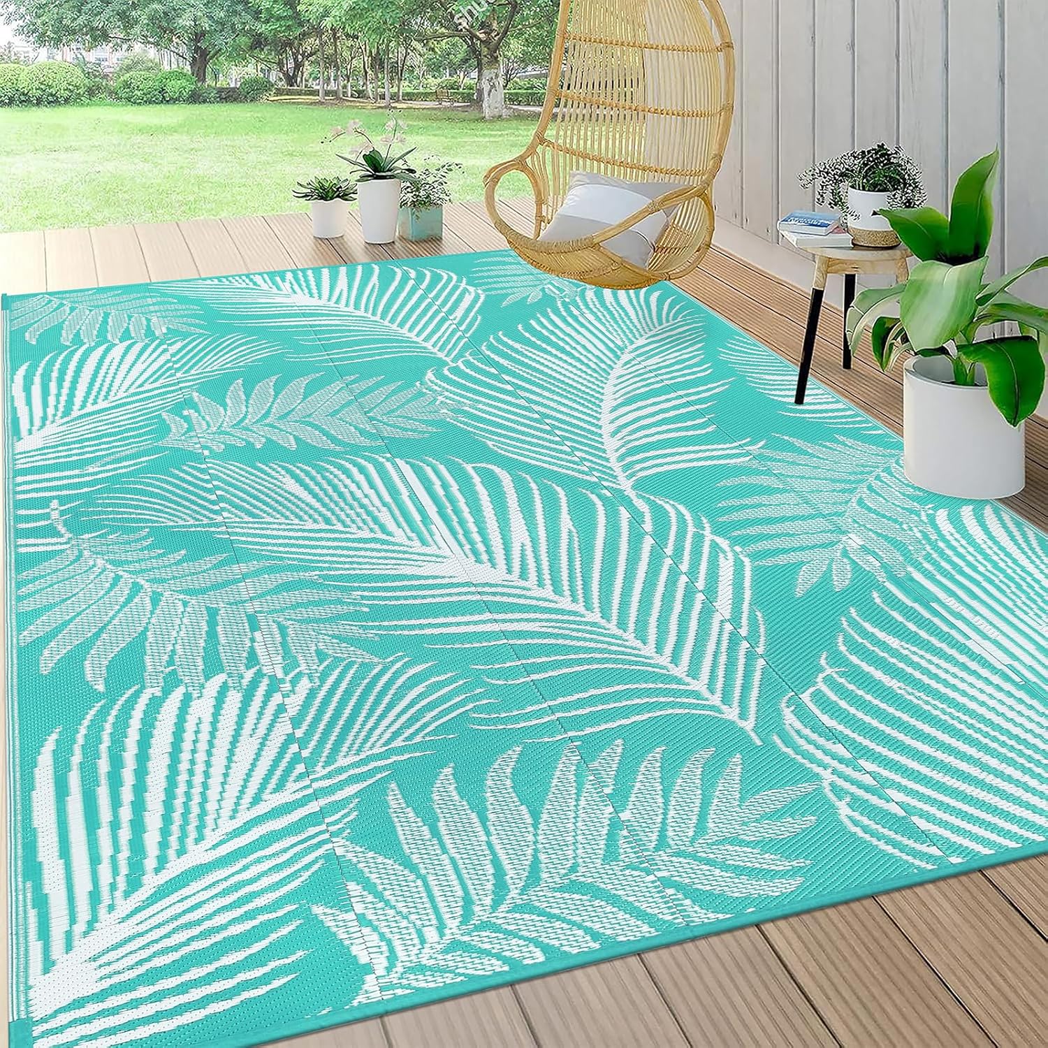 Pauwer Waterproof Outdoor Rug 8x10 for Patio and Camping
