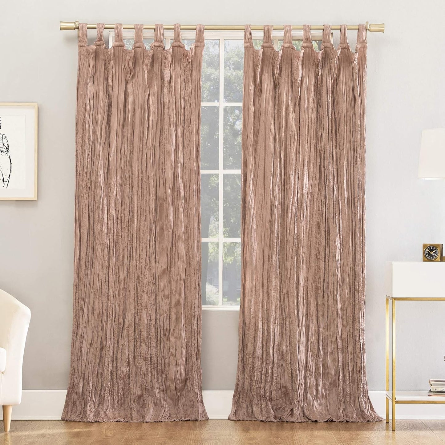 Distressed Velvet Blackout Curtain - Blush Pink, 50 x 95