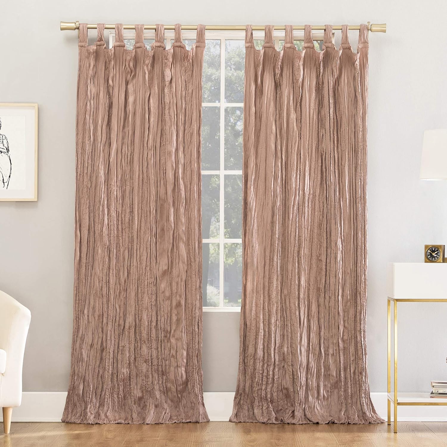 Distressed Velvet Blackout Curtain - Blush Pink, 50 x 95