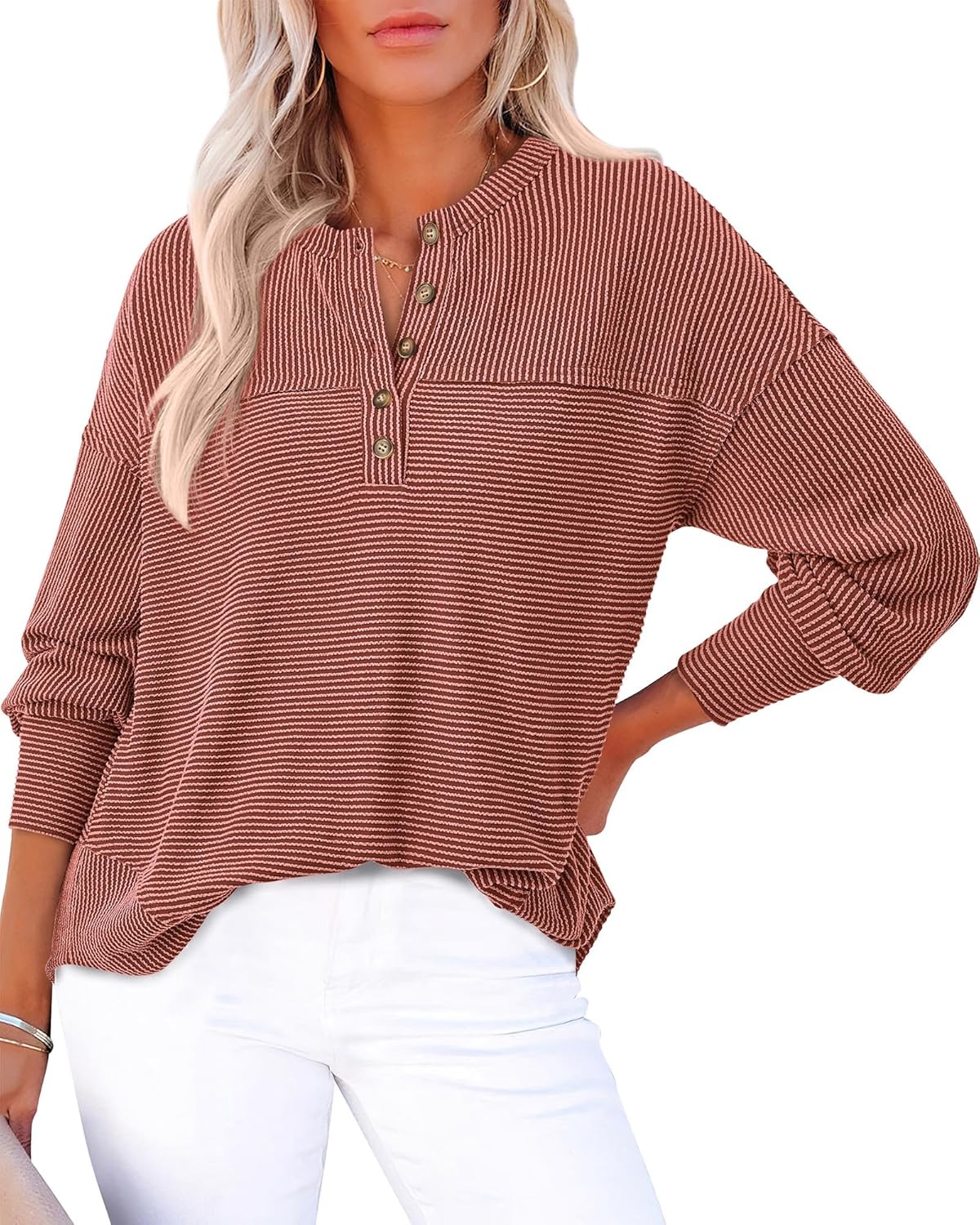 KIRUNDO Going Out Tops for Women - Stylish Henley Shirts