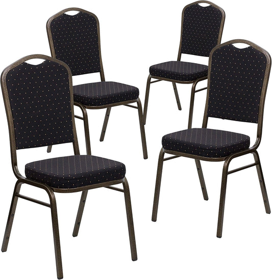 HERCULES Series Crown Back Stacking Banquet Chair in Black