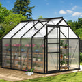 6x8FT Polycarbonate Greenhouse with Sliding Door - Heavy Duty Garden