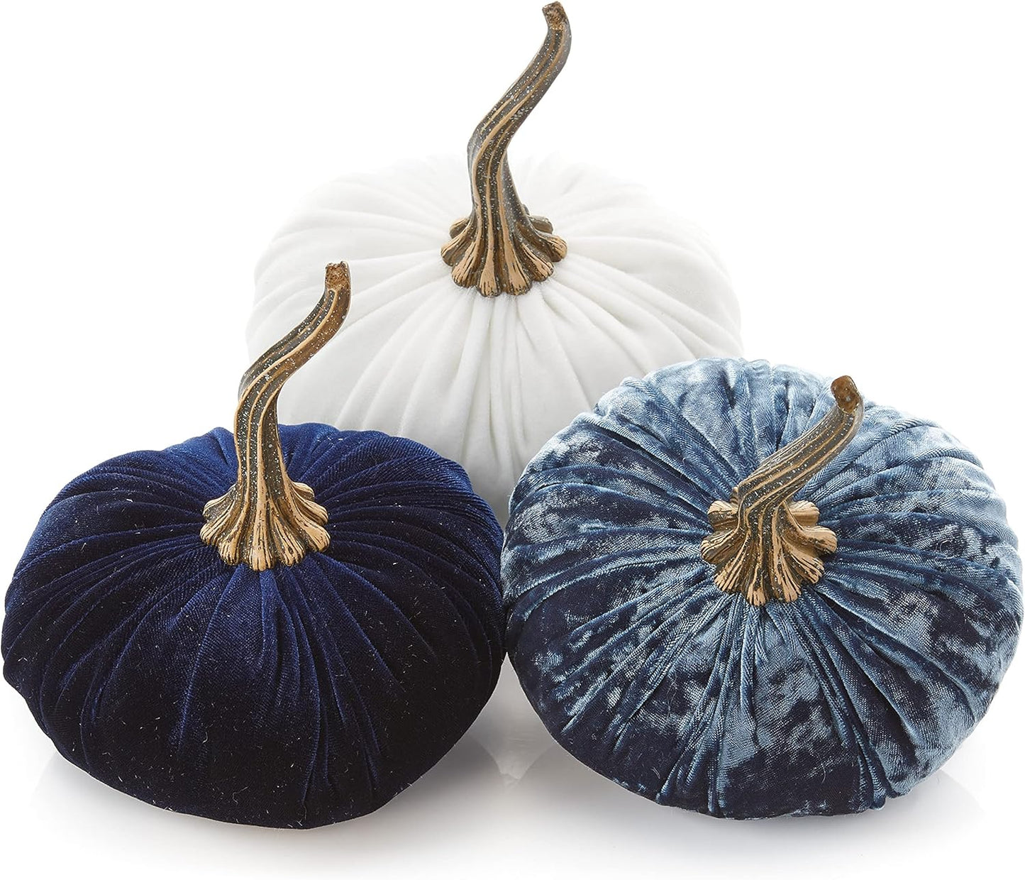 Set of 3 Velvet Pumpkins for Autumn Tablescape Decor