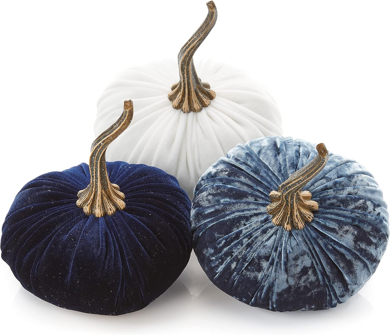 Set of 3 Velvet Pumpkins for Autumn Tablescape Decor