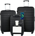 Wrangler Smart Luggage Set with USB Port and Cup Holder