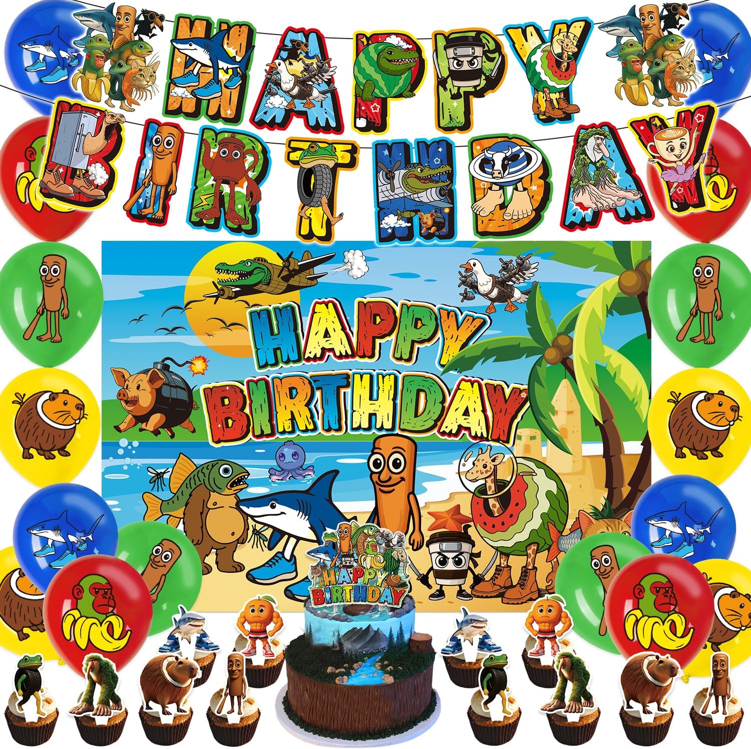Italian Brainrot Birthday Party Decorations Set for Fun Celebrations