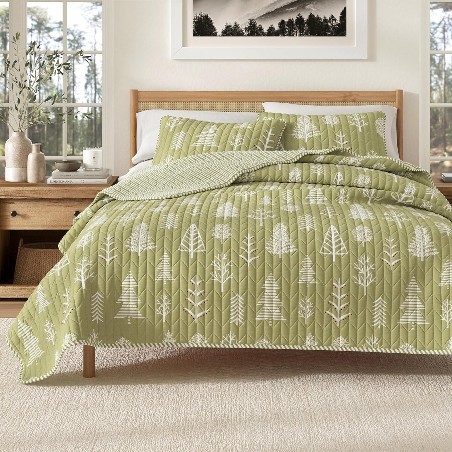 Great Bay Home King Reversible Rustic Lodge Bedspread Quilt Set