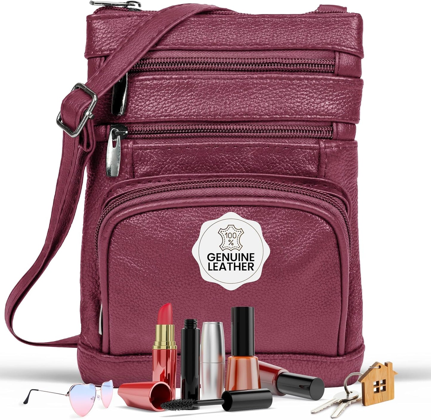 Krediz Leather Crossbody Purses for Women with Multi Pockets
