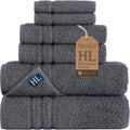 Hawmam Linen Grey 6 Piece Bath Towels Set - Soft, Absorbent Luxury