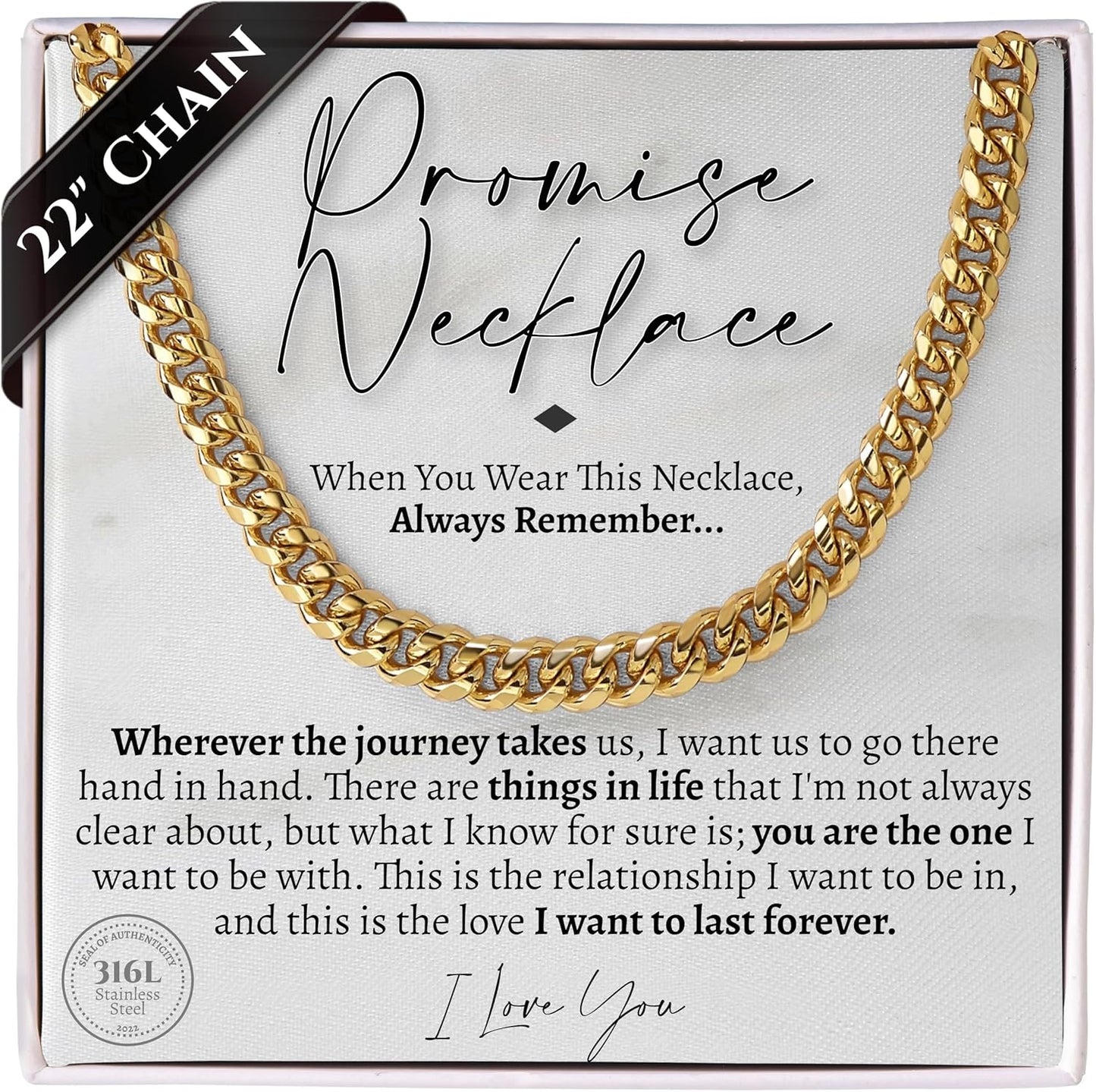 Promise Cuban Chain Necklace for Him - Sentimental Gift Idea