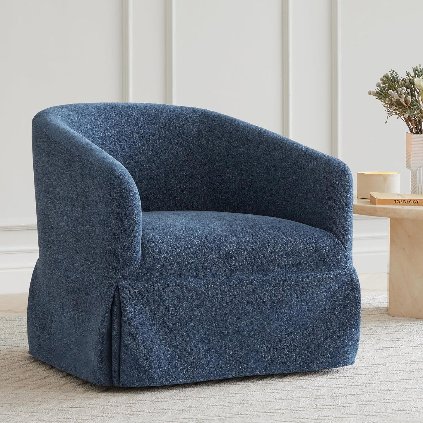 Blue Swivel Barrel Chair - Modern Comfort for Any Room - KISLOT