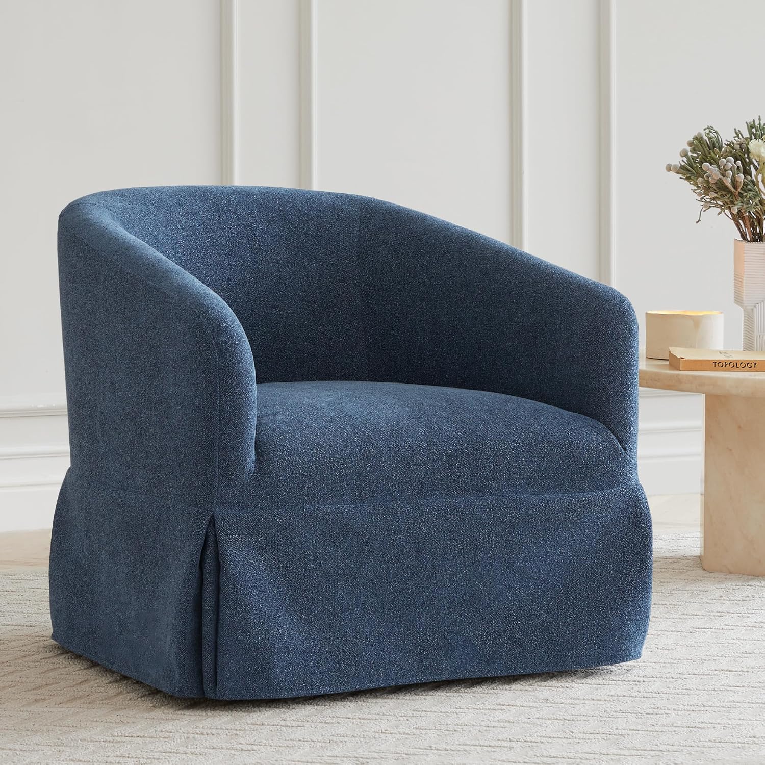 Blue Swivel Barrel Chair - Modern Comfort for Any Room - KISLOT