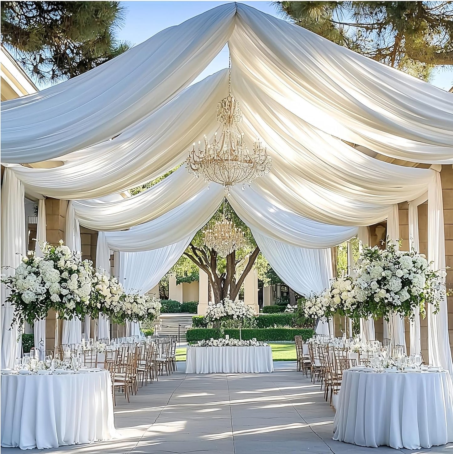 10ftx20ft White Backdrop Ceiling Drapes for Elegant Events
