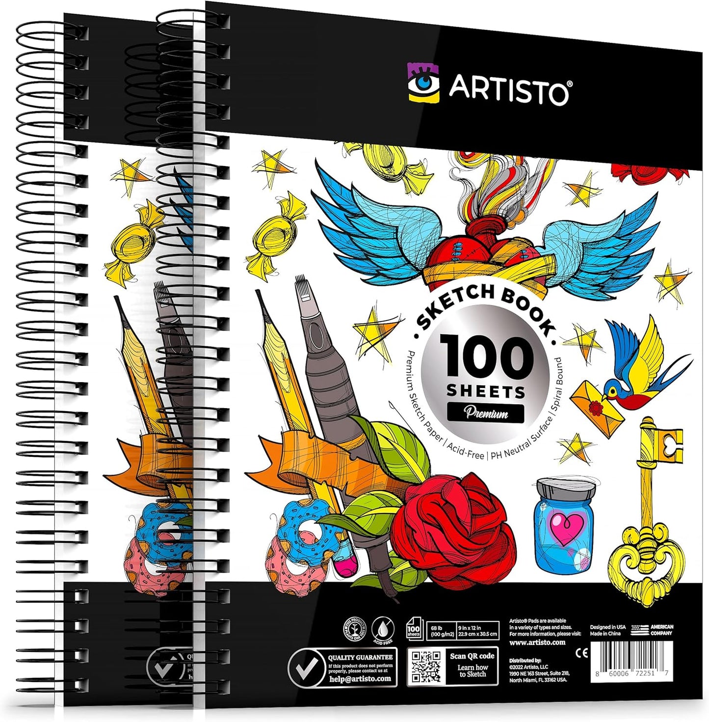 Artisto Premium Sketch Book Set - 200 Sheets!