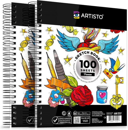 Artisto Premium Sketch Book Set - 200 Sheets!
