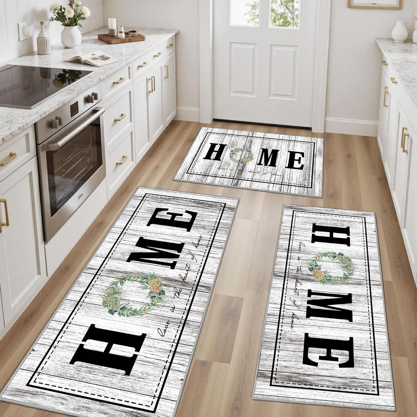 Tritard Non Slip Kitchen Rugs Set of 3 for Farmhouse Decor