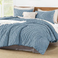 Oversized King Comforter Set Super King 120x120 - Fluffy Grayish Blue