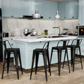 30 inch Metal Bar Stools Set of 4 - Industrial Low Back Bar Chairs