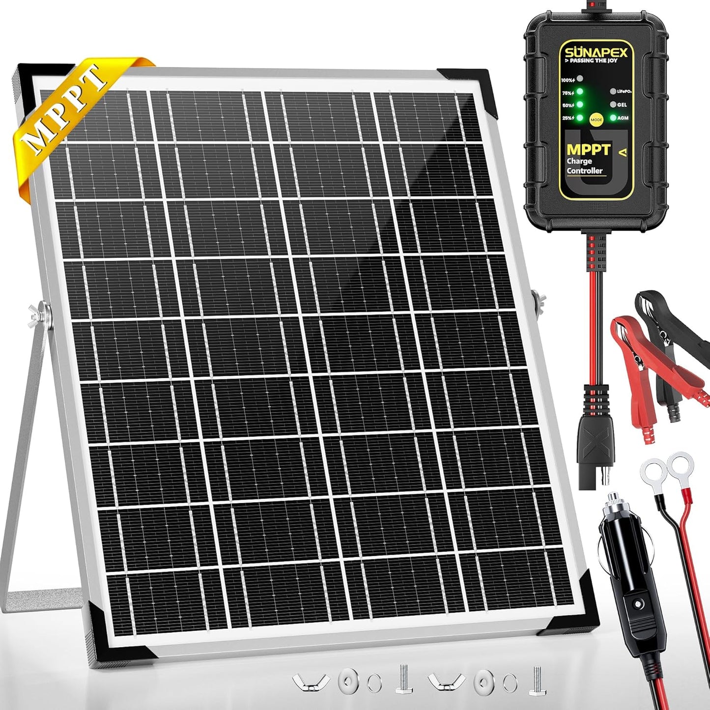 SUNAPEX 12V Solar Battery Charger: Efficient 25W Kit