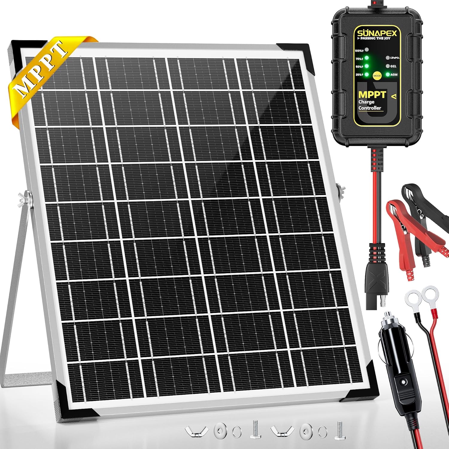 SUNAPEX 12V Solar Battery Charger: Efficient 25W Kit