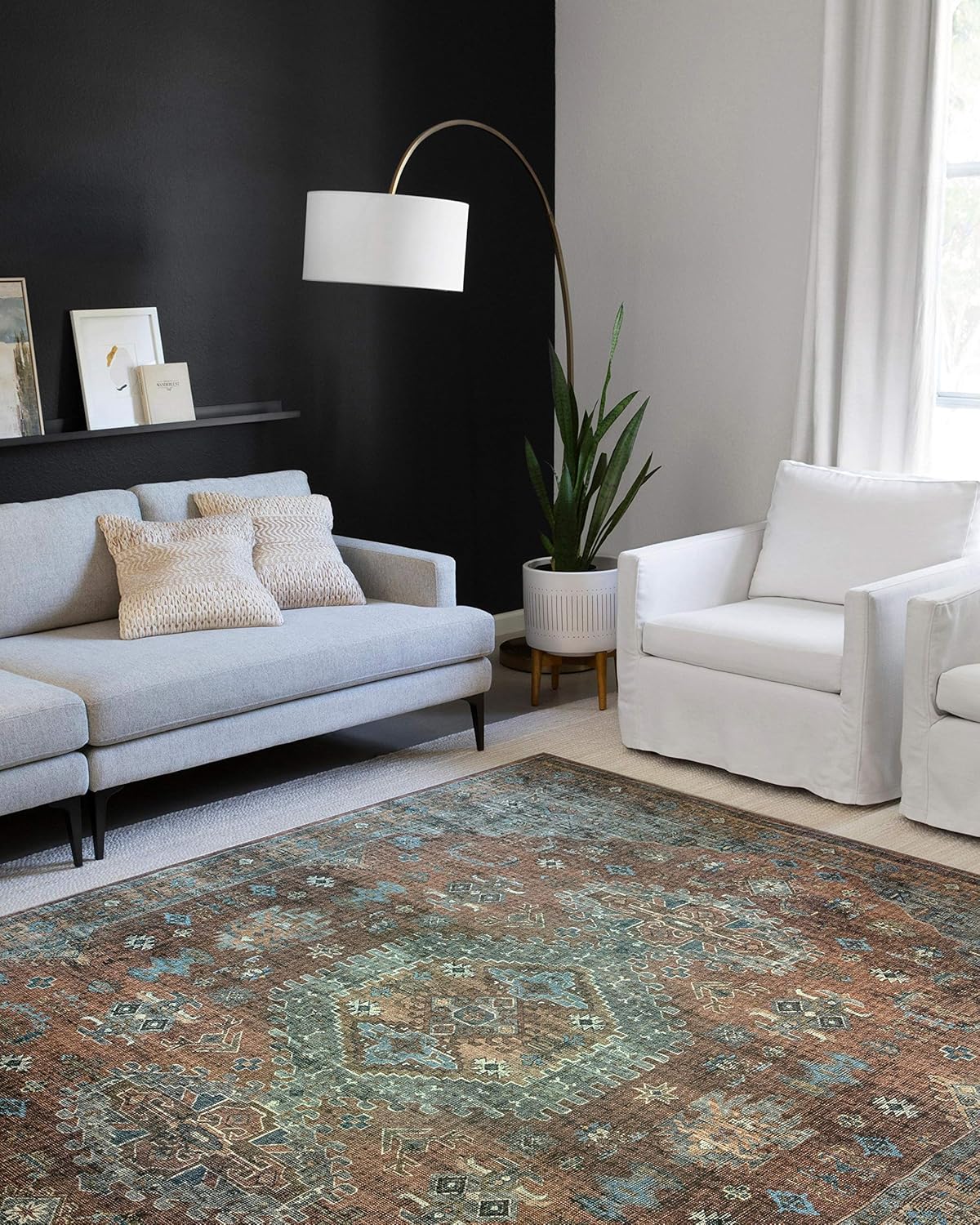 Loloi Skye Collection Area Rug in Terracotta/Sky 9ft x 12ft