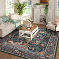 Area Rugs 5x7 Vibrant Tree of Life Green Washable Low Pile Rug
