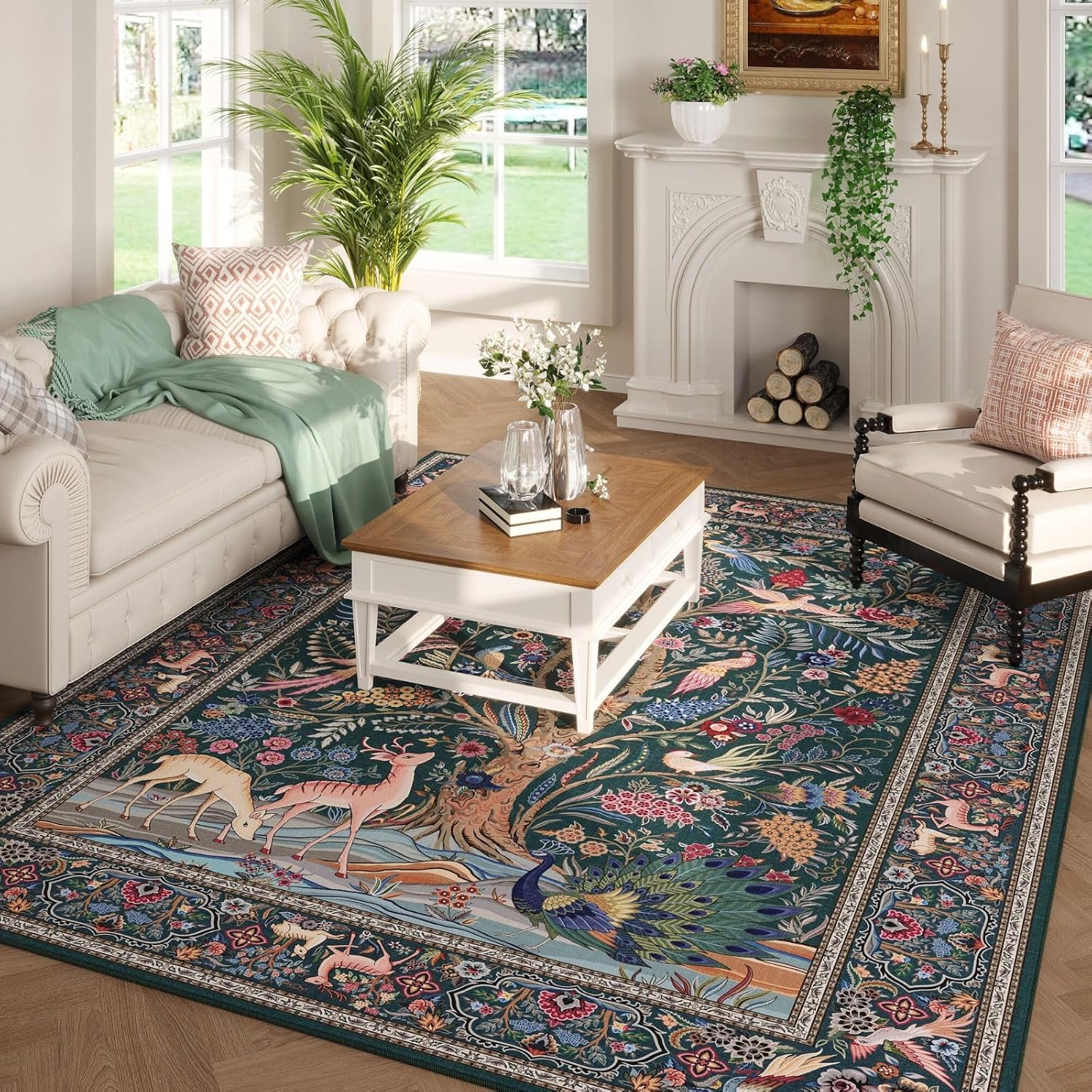 Vibrant Tree of Life Area Rug 5x7 for Living Room and Bedroom