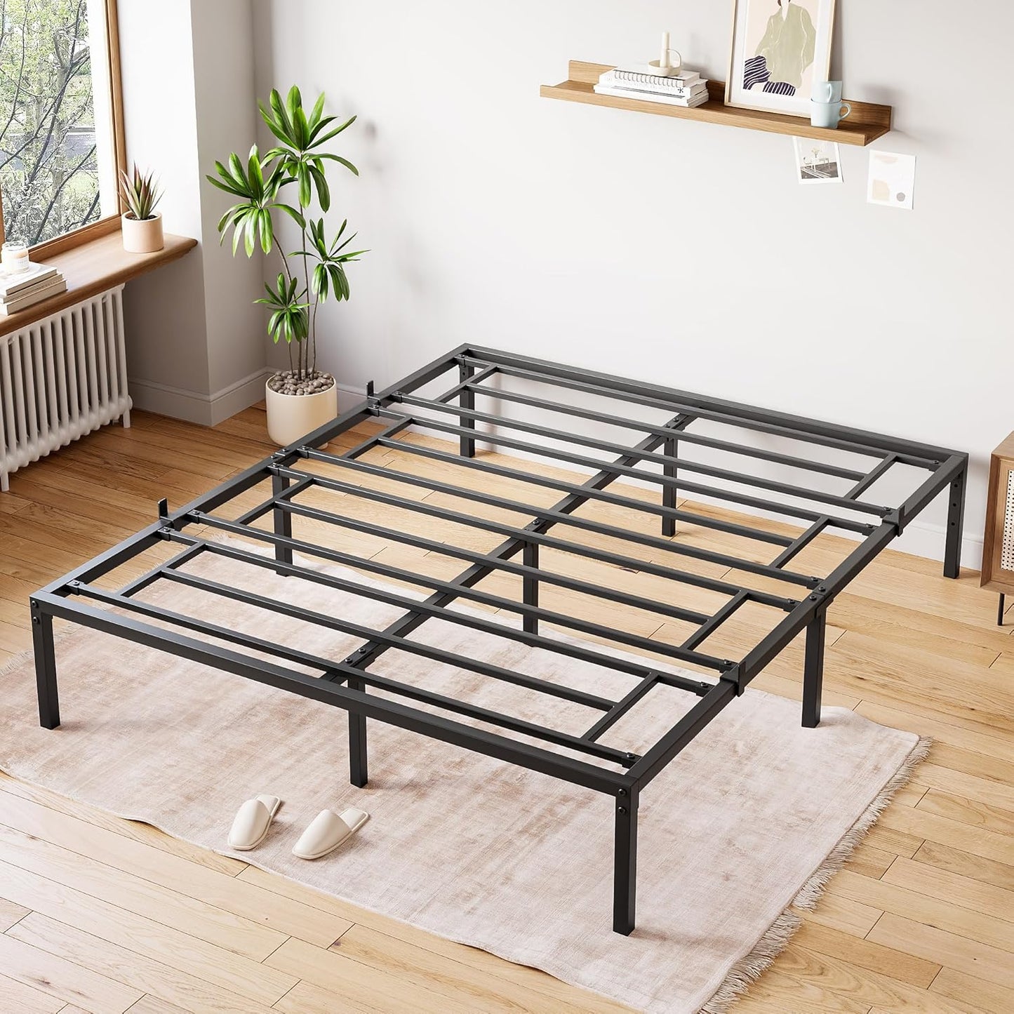 Full Size Bed Frame with Heavy Duty Steel Slats for Stability