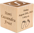 Personalized Wood Baby Birth Block - Handcrafted Solid Hardwood