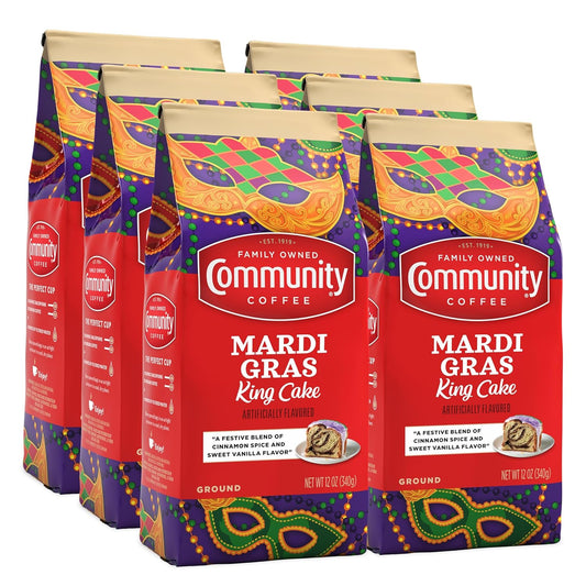 Mardi Gras King Cake Flavored Ground Coffee for Festive Mornings