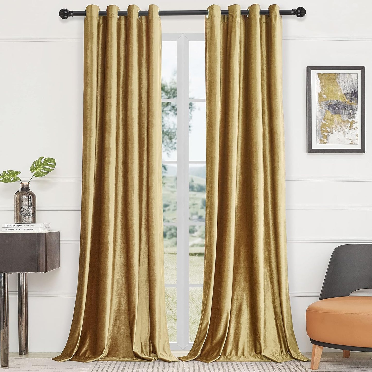 Luxurious Velvet Gold Curtains for Living Room and Bedroom Decor
