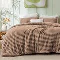Bedsure Fluffy Comforter Set Queen - Super Soft Faux Fur Bed Set Taupe