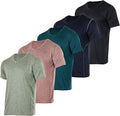 Mens V-Neck Dry-Fit Performance T-Shirt 5 Pack - Moisture Wicking Real