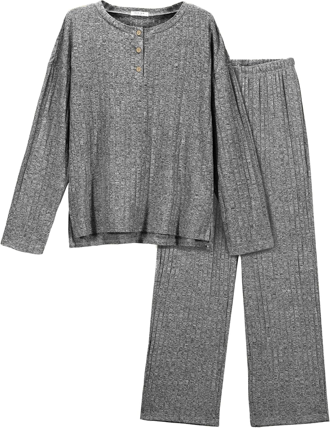 Ekouaer Womens Ribbed Knit Lounge Set for Cozy Sleepwear