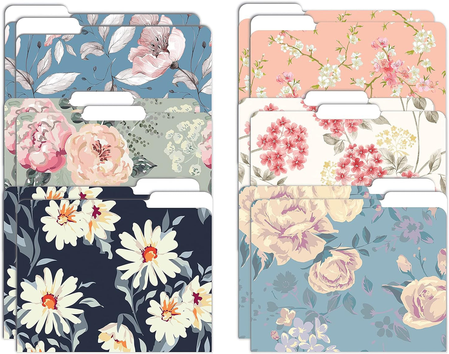 Classic Floral Design File Folders - 12 Pack