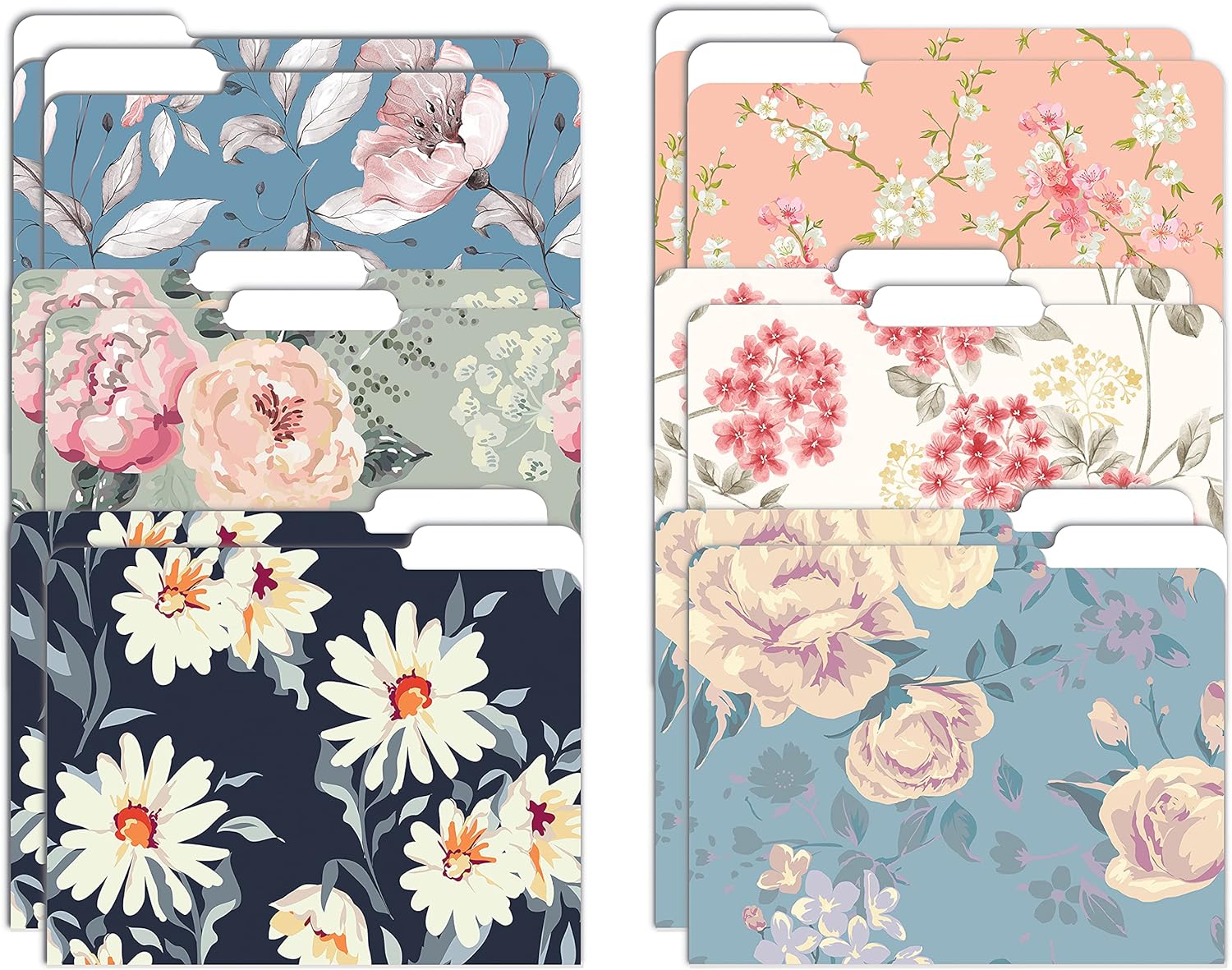 Classic Floral Design File Folders - 12 Pack