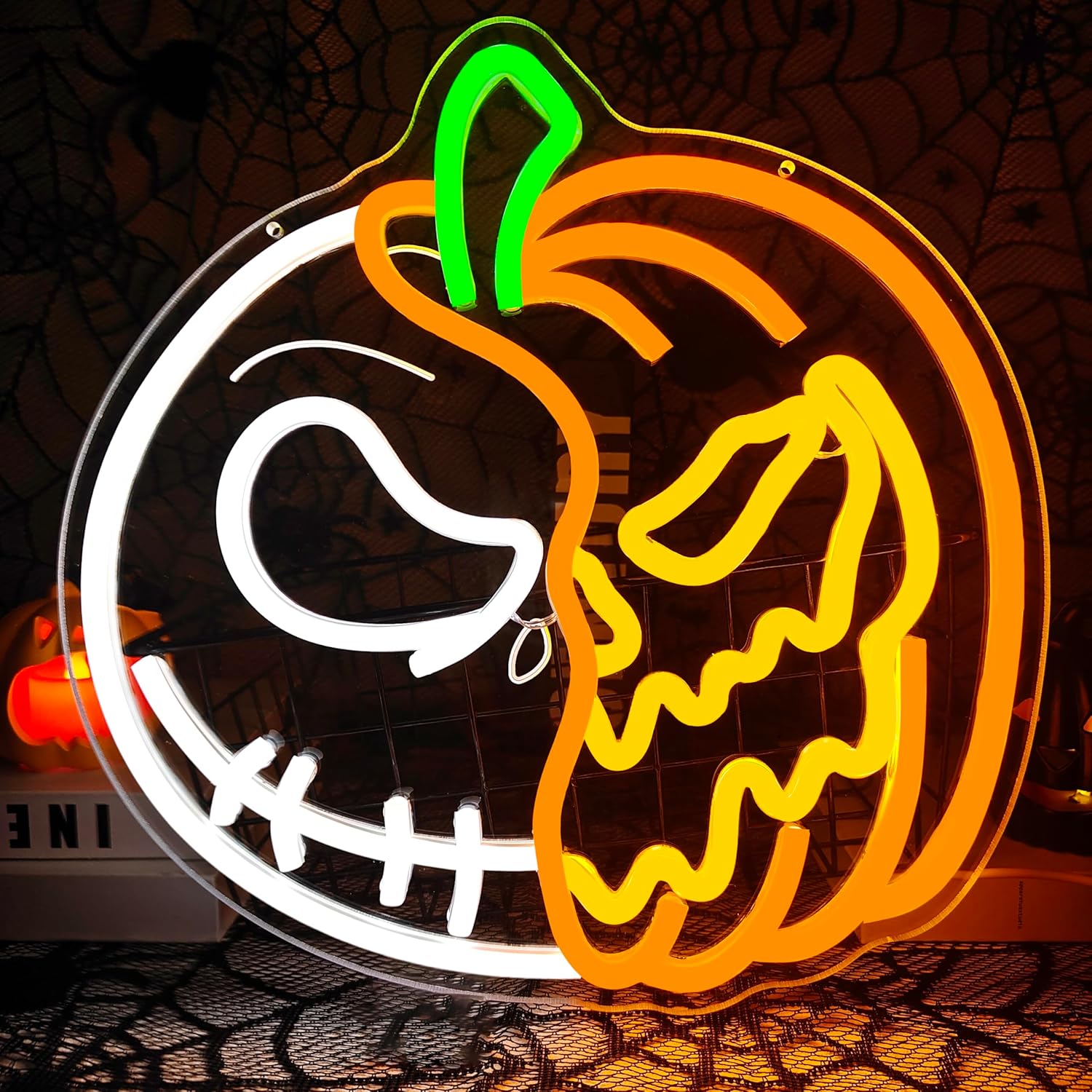 Halloween Neon Signs for Wall Decor with Dimmable Pumpkin Lights