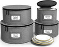Sorbus China Storage Containers 4-Piece Set - Quilted Plate Organizers