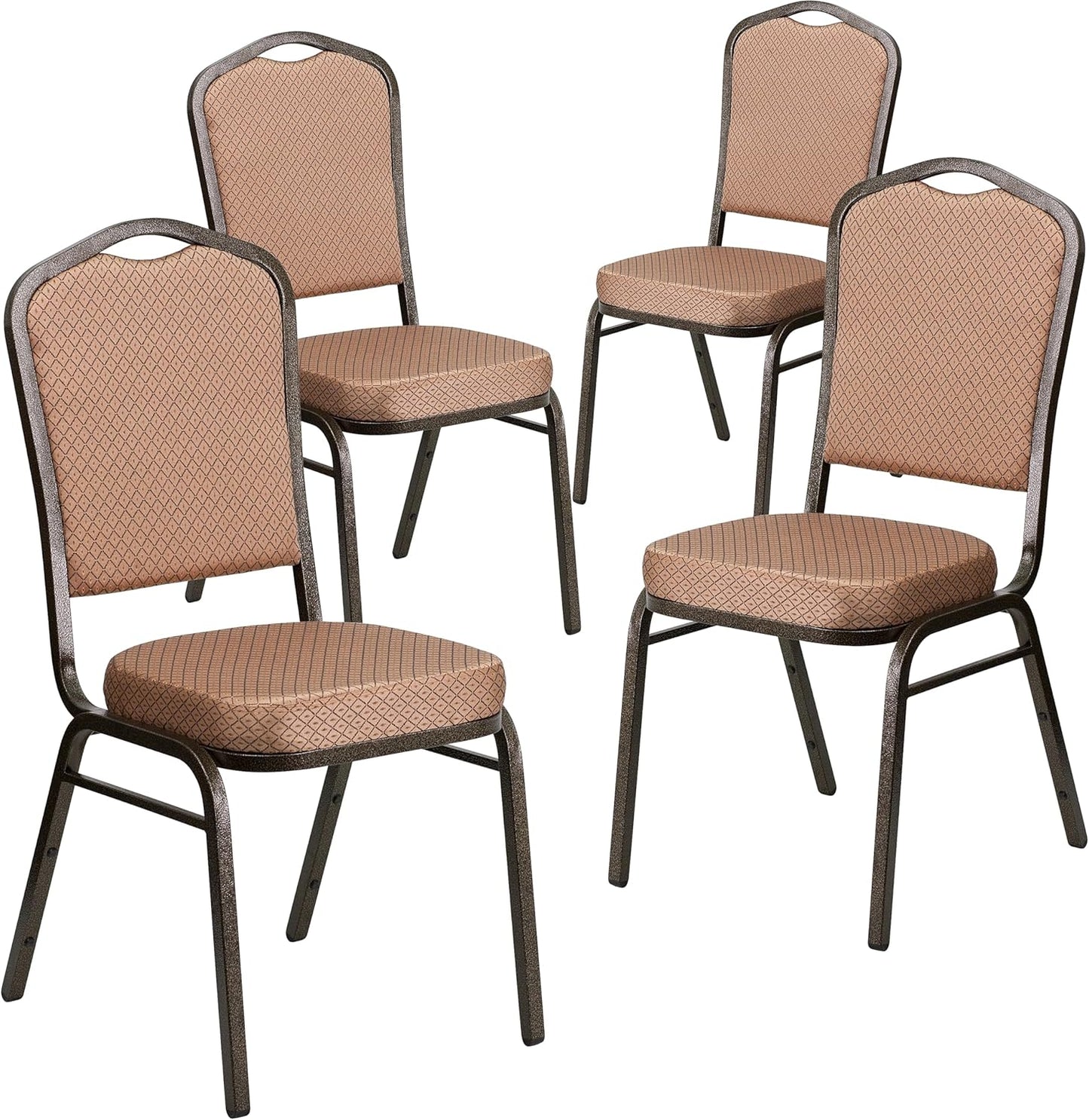 Elegant Stacking Banquet Chair with Gold Diamond Pattern Fabric