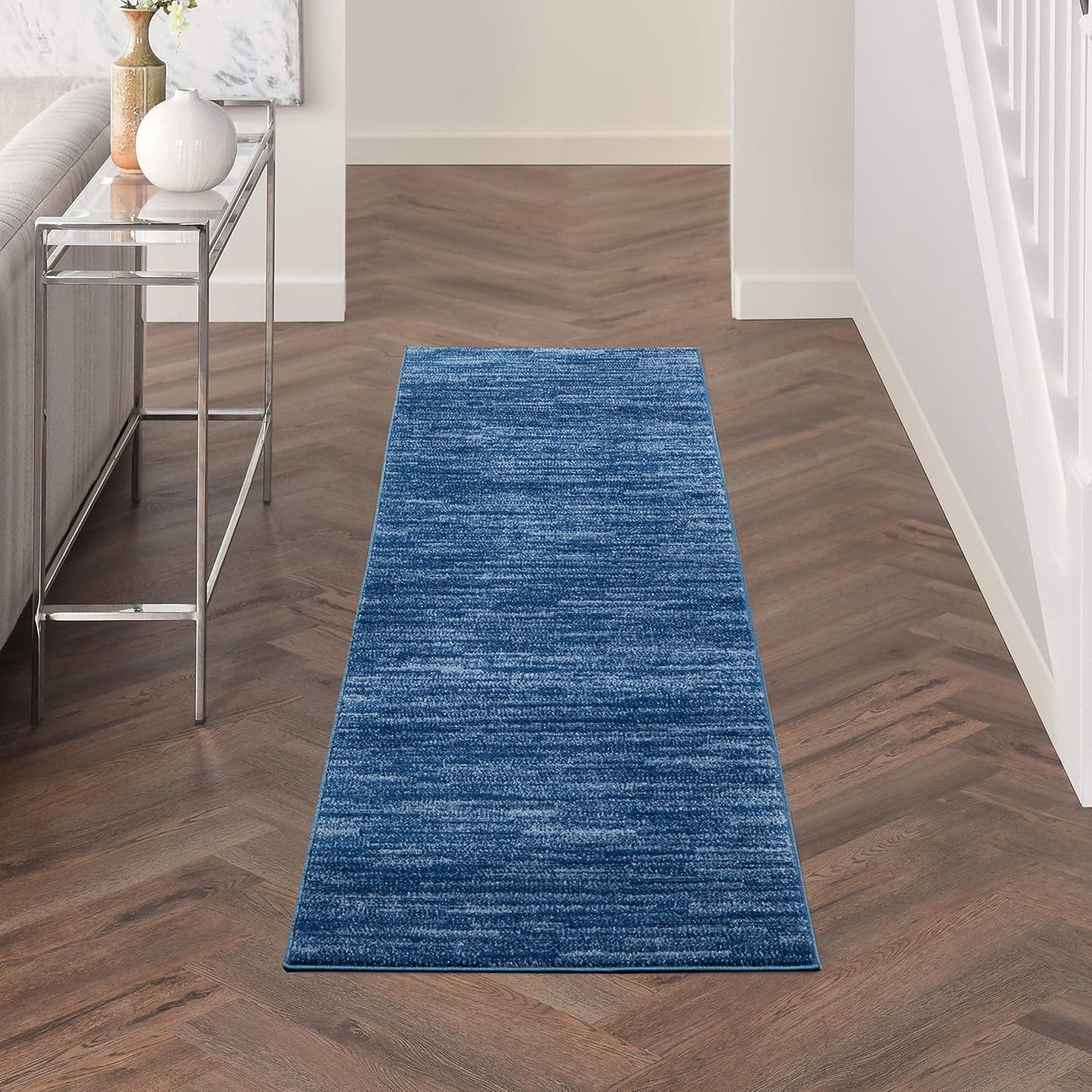 Nourison Essentials Indoor/Outdoor Navy Blue Area Rug 2ft 2in x 7ft6